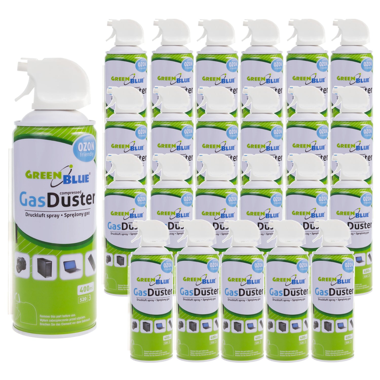 Green Blue GB400 Druckluftspray 6x400ml – Der Retter Für Tastatur, PC & Co. – Staub Weg, Luft Rein!