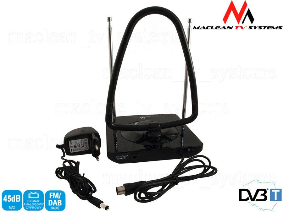 Antena de TV digital UHF/VHF portátil para coche Base 36dB Antena interior  DTMB con cable de 1,5 m