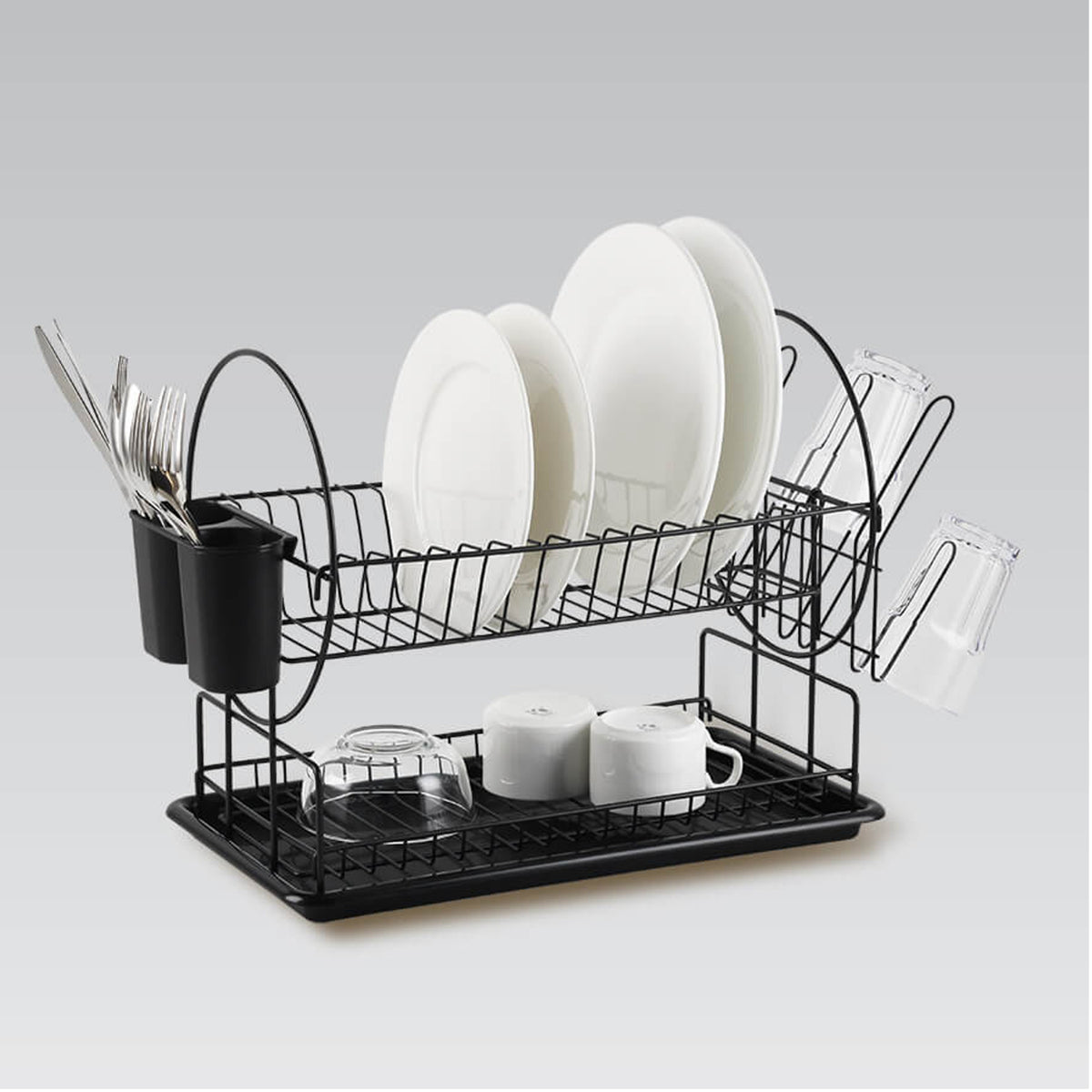 Maestro MR1026 2Level Dish Drainer 50cm Black Removable Drip Tray 6
