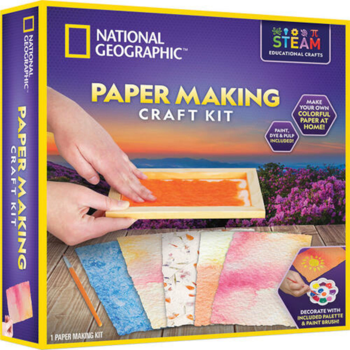 NATIONAL GEOGRAPHIC Kids Paper Making Kit - Make & Decorate 10 Sheets of  Craft Paper, Includes Wooden Silk Screen Mold, Paints & More, Fun Art Kit  for