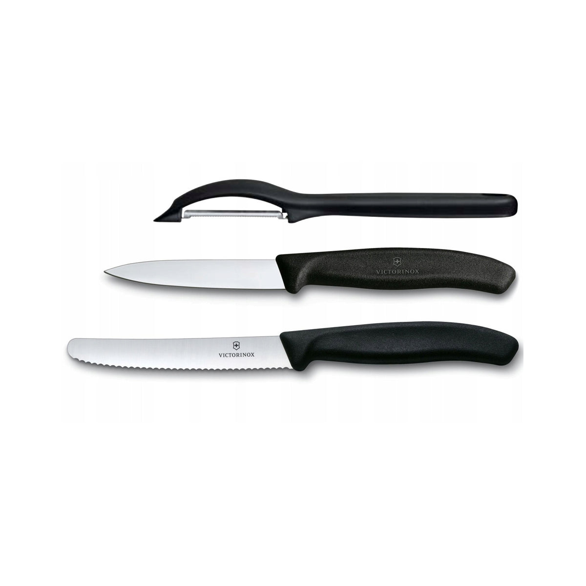 Victorinox Swiss Classic Set con pelador, 3 cuchillos de pelar, juego de 3,  negro, 6.7113.31