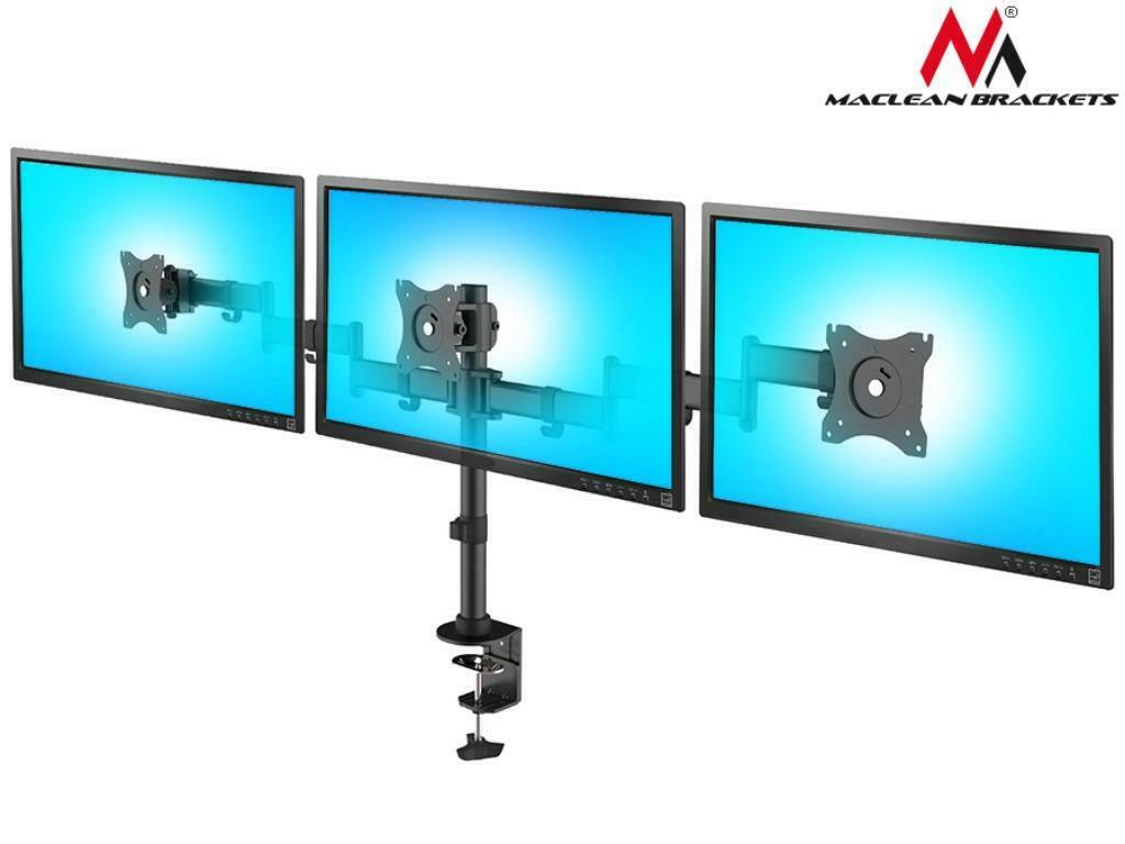 Maclean MC-861N Monitor-Halterung, (bis 27,00 Zoll, Monitorhalterung für 2  Monitore mit Gasfeder)