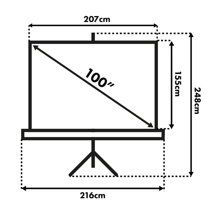 Maclean projection screen, diagonal 100 inches, 200x150 cm, on a stand, 4:3 format, MC-595