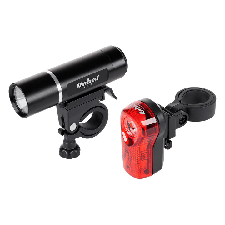 Rebel URZ0015 Bike Light Set Front 1x LED 3W + Rear 3x LED Battery Powered Bicycle Lamps