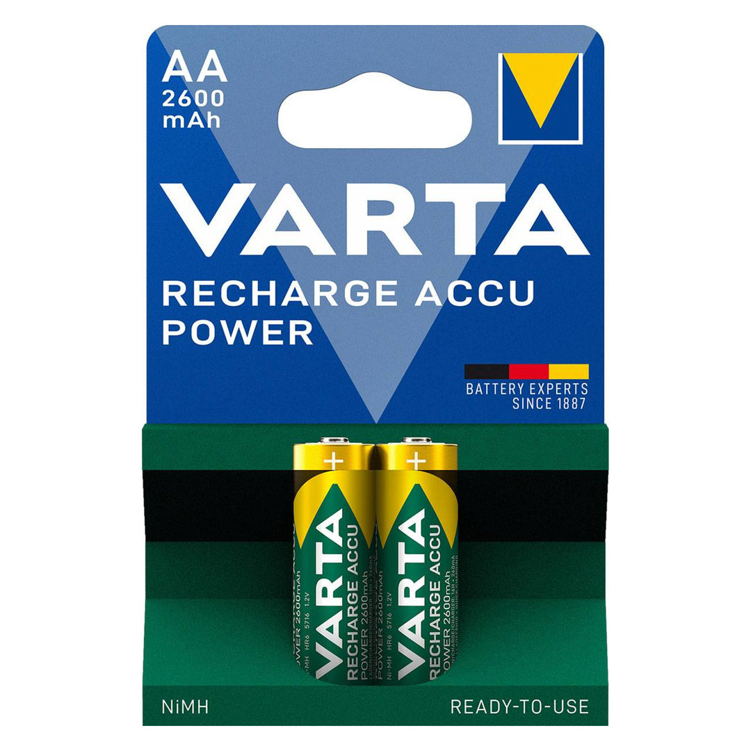 2 pilas recargables R-06 R06 AA de 1,2 V y 2600 mAh Varta Recharge Accu Power