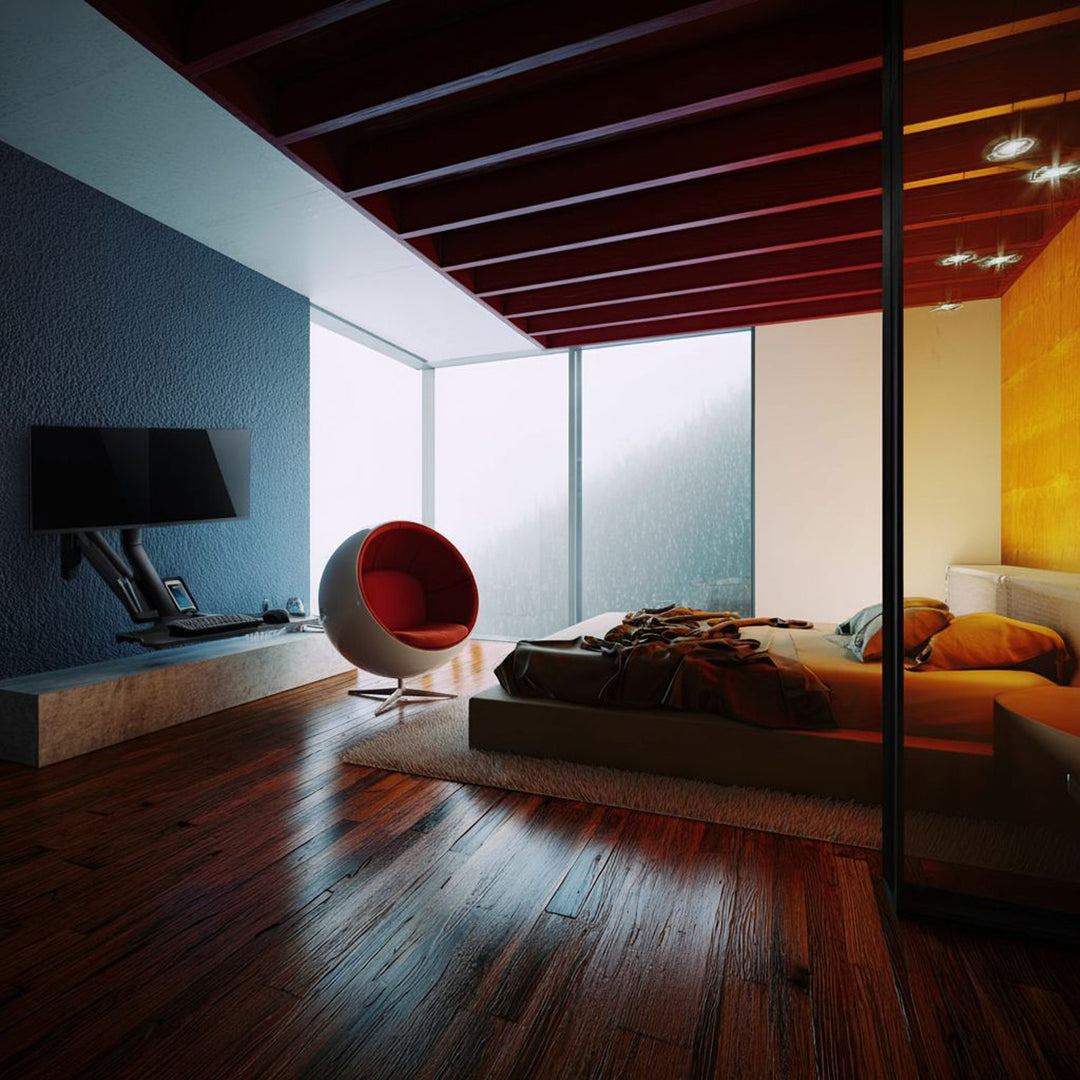 Maclean MC-633 Soporte para monitor Montaje en pared Estante para teclado Estación de trabajo con soporte para sentarse VESA 17" - 32"