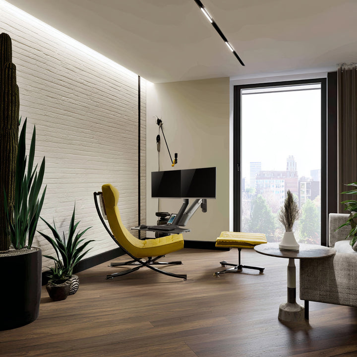 Maclean MC-633 Soporte para monitor Montaje en pared Estante para teclado Estación de trabajo con soporte para sentarse VESA 17" - 32"