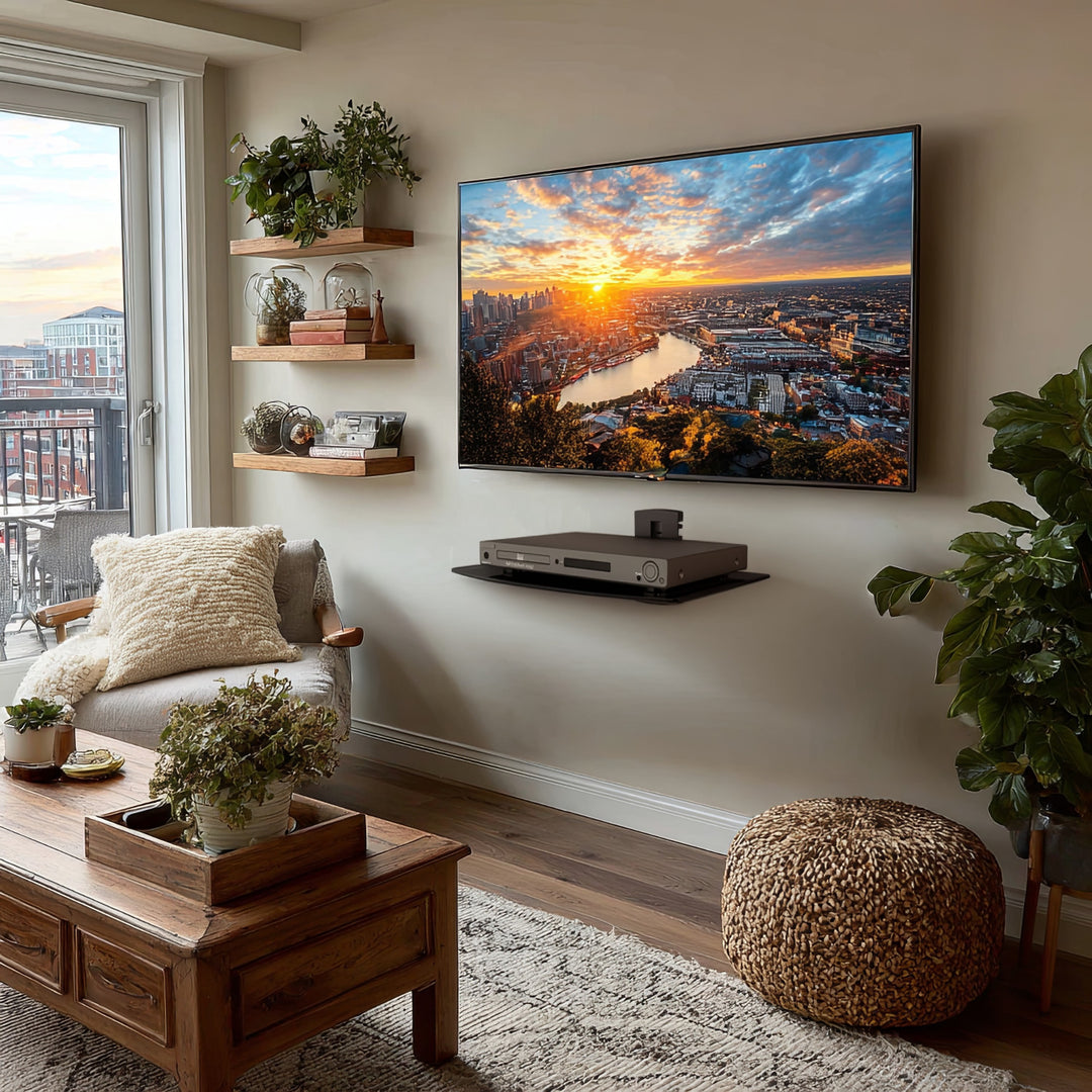 Maclean MC-663 Wandregal 1-Fach Glasregal 8kg Wandhalterung für DVD Player Spielconsolen HiFi Halterung Hängeregal