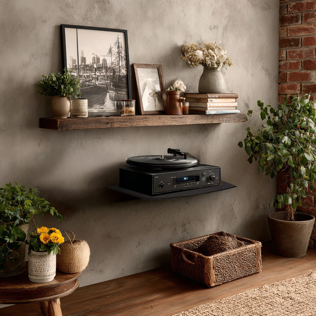 Maclean MC-663 Wandregal 1-Fach Glasregal 8kg Wandhalterung für DVD Player Spielconsolen HiFi Halterung Hängeregal