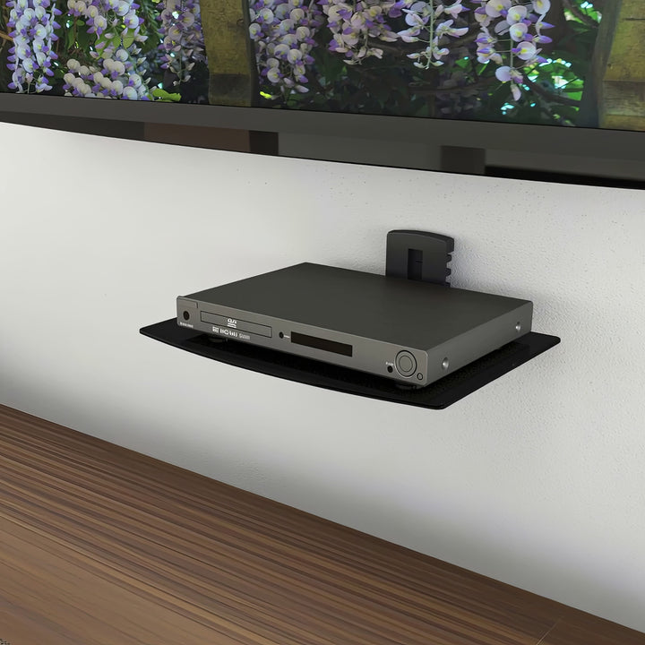 Maclean MC-663 Wandregal 1-Fach Glasregal 8kg Wandhalterung für DVD Player Spielconsolen HiFi Halterung Hängeregal