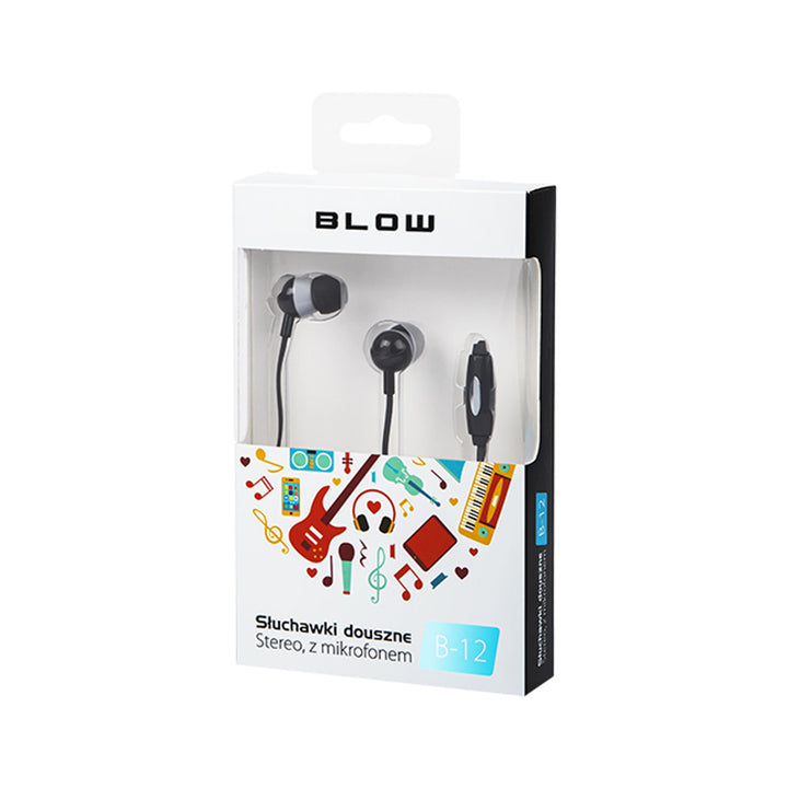 Blow In-Ear-Kopfhörer, integriertes Mikrofon, schwarz, B-12