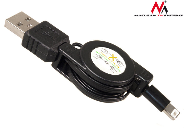 Maclean MCTV-731 USB-lightning 8P black retractable cable