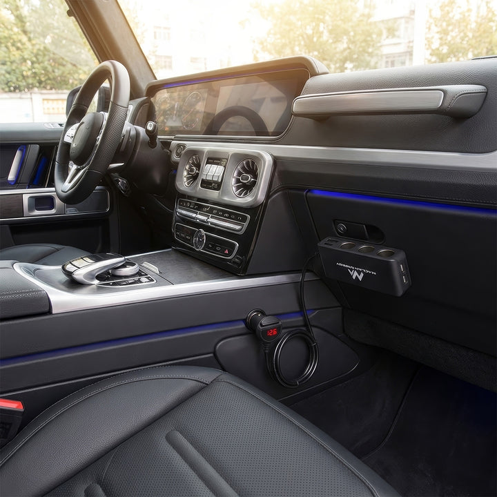 Ladrón y alargador de mechero de coche 12V, 3 tomas y 2 puertos USB Maclean Energy MCE117