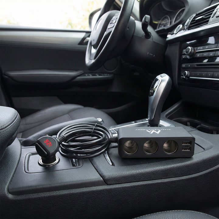 Ladrón y alargador de mechero de coche 12V, 3 tomas y 2 puertos USB Maclean Energy MCE117