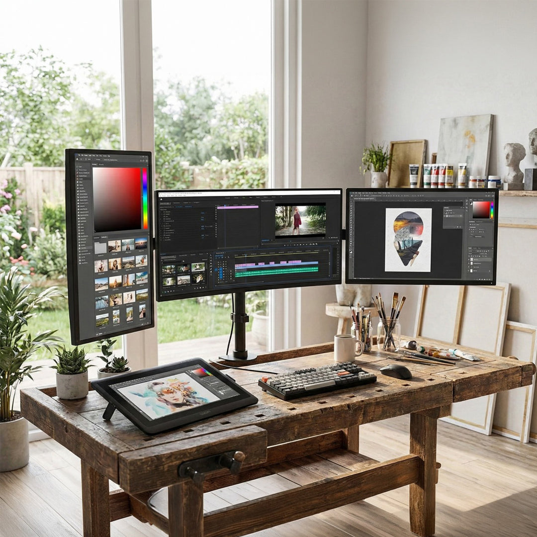 MacLean MC - 691 tre trípode 3 soporte de visualización soporte de escritorio brazo de montaje de escritorio 13 "- 27" 8 kg