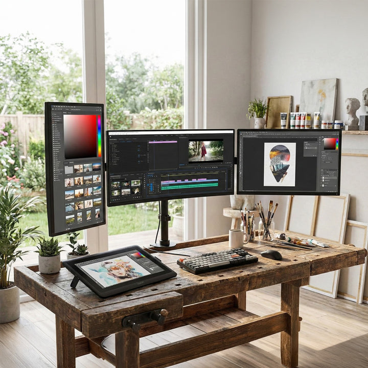 MacLean MC - 691 tre trípode 3 soporte de visualización soporte de escritorio brazo de montaje de escritorio 13 "- 27" 8 kg