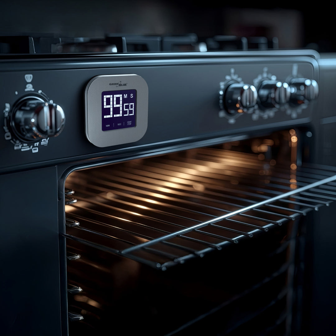 Digital Magnetic Timer- Silver Countdown Stopwatch Magnet Back Greenblue GB524