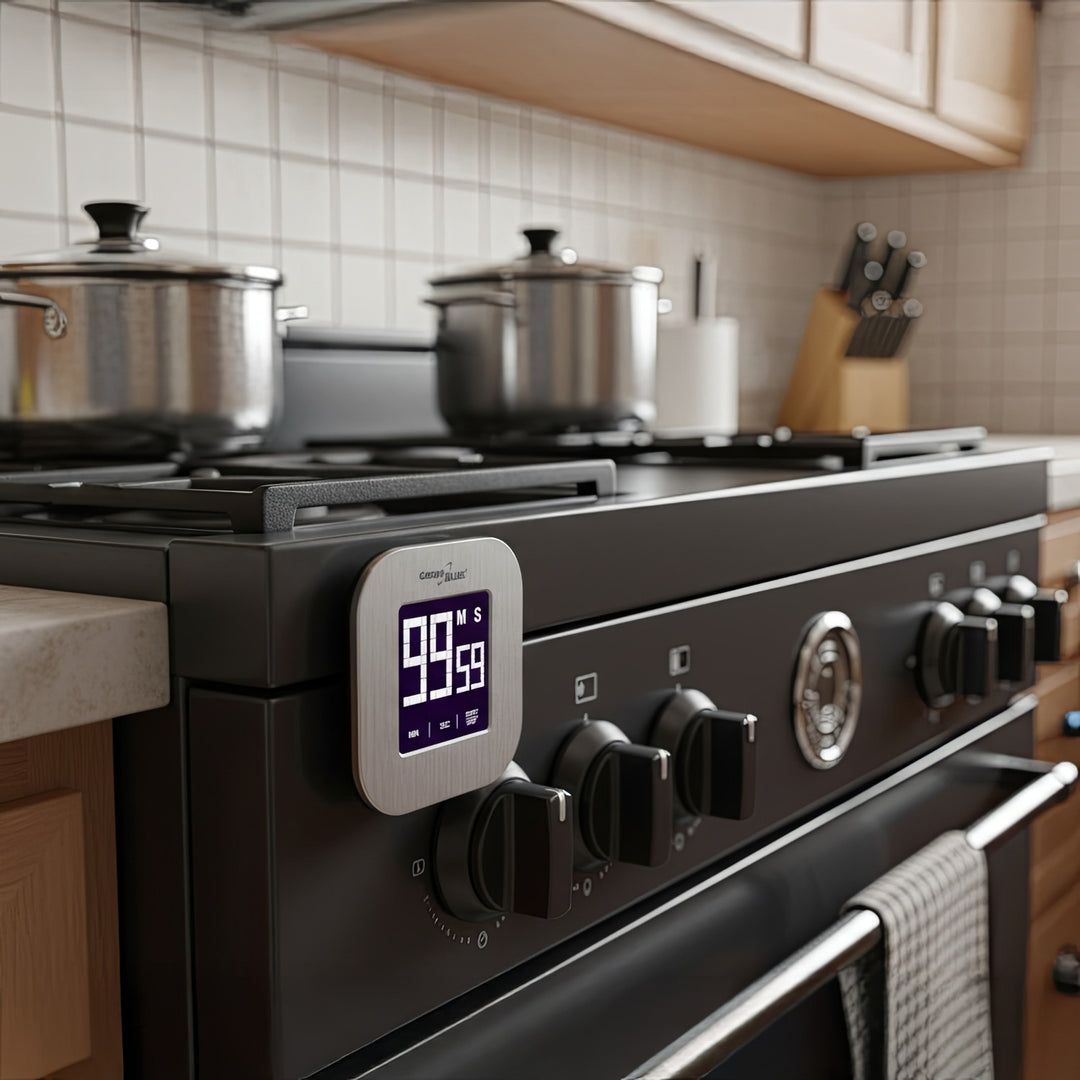 Digital Magnetic Timer- Silver Countdown Stopwatch Magnet Back Greenblue GB524