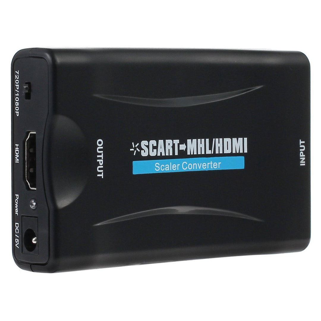 The SCART-to-HDMI converter is a universal converter that converts an analog SCART input to a digital HDMI output (up to 1080p at 60 Hz).