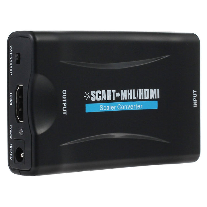 The SCART-to-HDMI converter is a universal converter that converts an analog SCART input to a digital HDMI output (up to 1080p at 60 Hz).