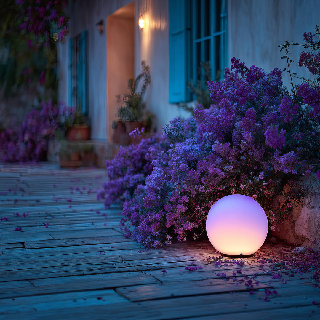 GreenBlue solar lamp, freestanding, garden, sphere 25x25x58cm, RGB LED, GB165