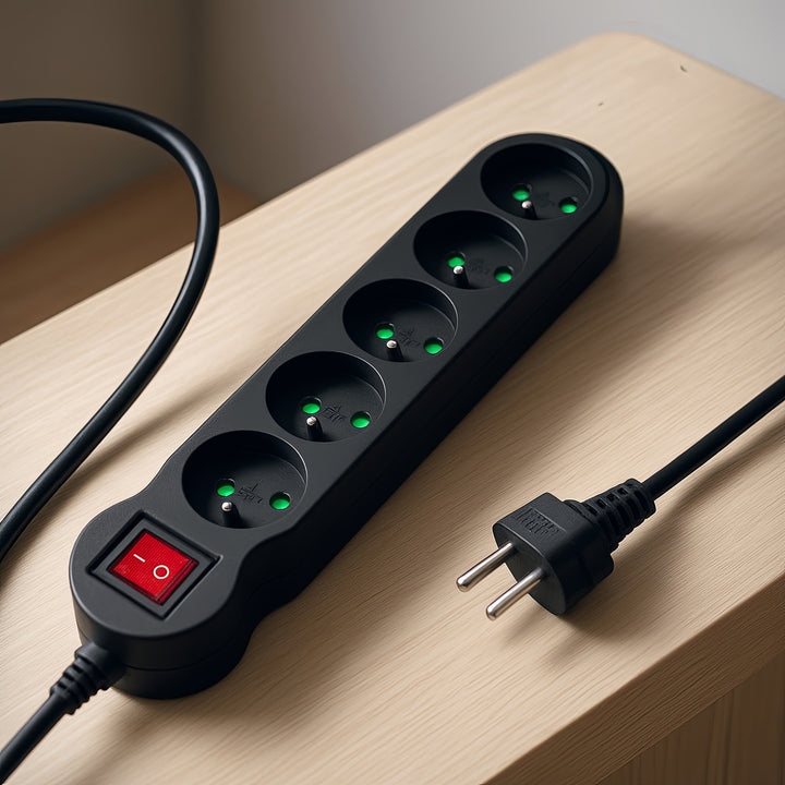 Maclean Energy MCE183 power strip 5 socket extension with switch