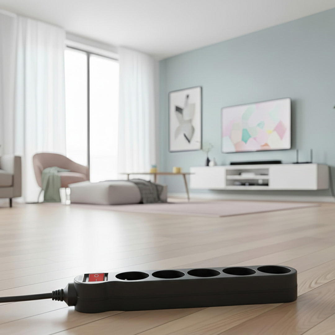 Maclean Energy MCE183 power strip 5 socket extension with switch