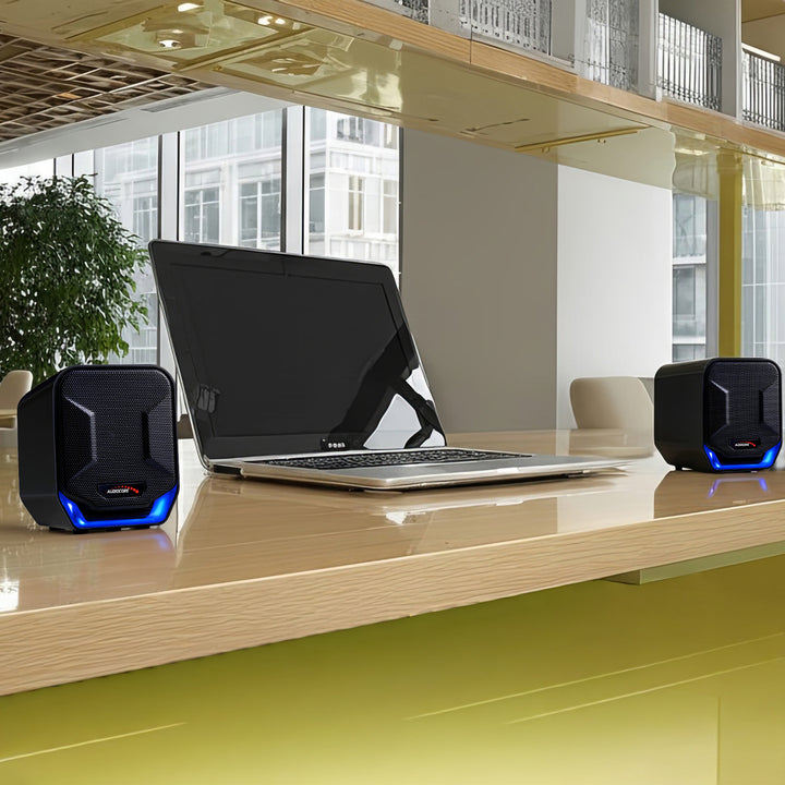 Audiocore AC865 Computer Speakers Stereo USB Notebook Laptop 3.5mm Jack LED Backlight 6W