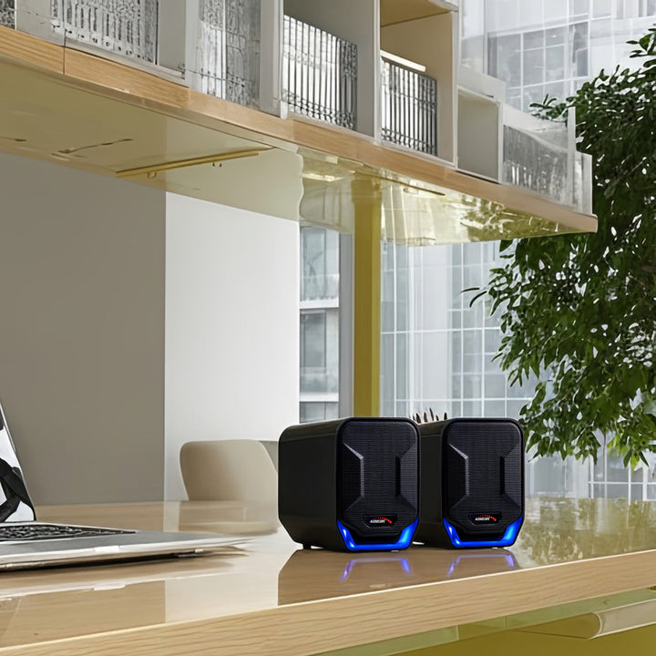 Audiocore AC865 Computer Speakers Stereo USB Notebook Laptop 3.5mm Jack LED Backlight 6W