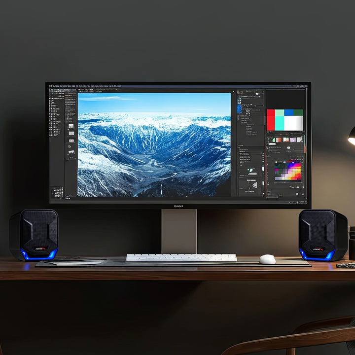 Audiocore AC865 Computer Speakers Stereo USB Notebook Laptop 3.5mm Jack LED Backlight 6W