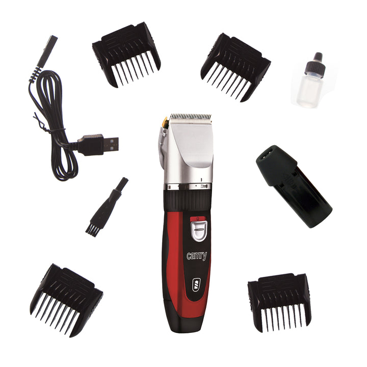 Camry CR2821 Hair Clipper for Pet Dog Animals Cat with Titanium Head Professional Exchengable Heads USB Rechargeable 4 Comb Attachments