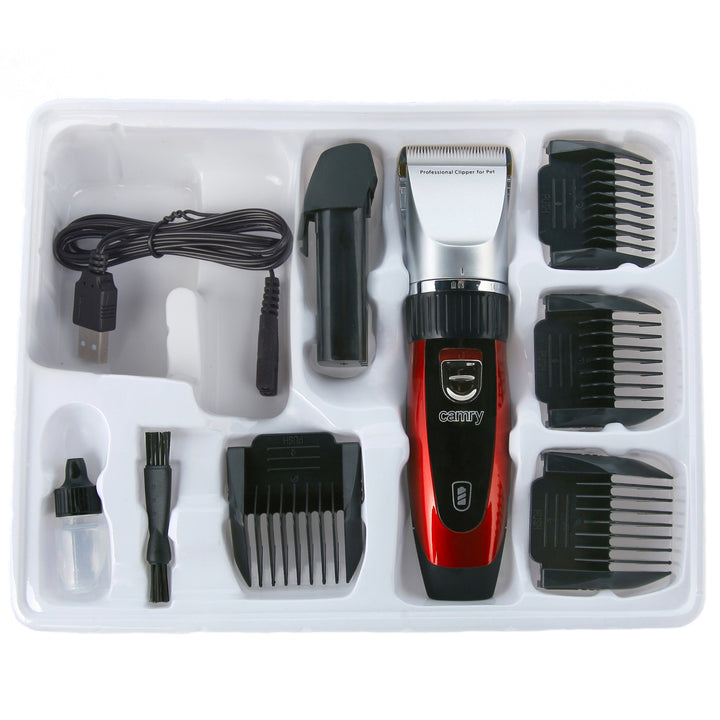 Camry CR2821 Hair Clipper for Pet Dog Animals Cat with Titanium Head Professional Exchengable Heads USB Rechargeable 4 Comb Attachments