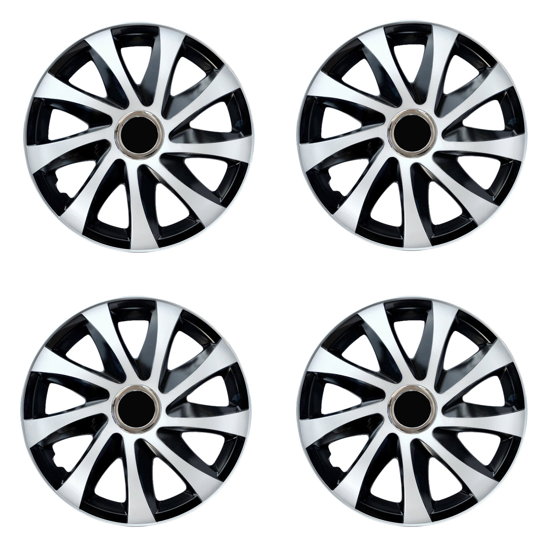 16" NRM DRIFT Extra white/black universal hubcaps 4 pieces