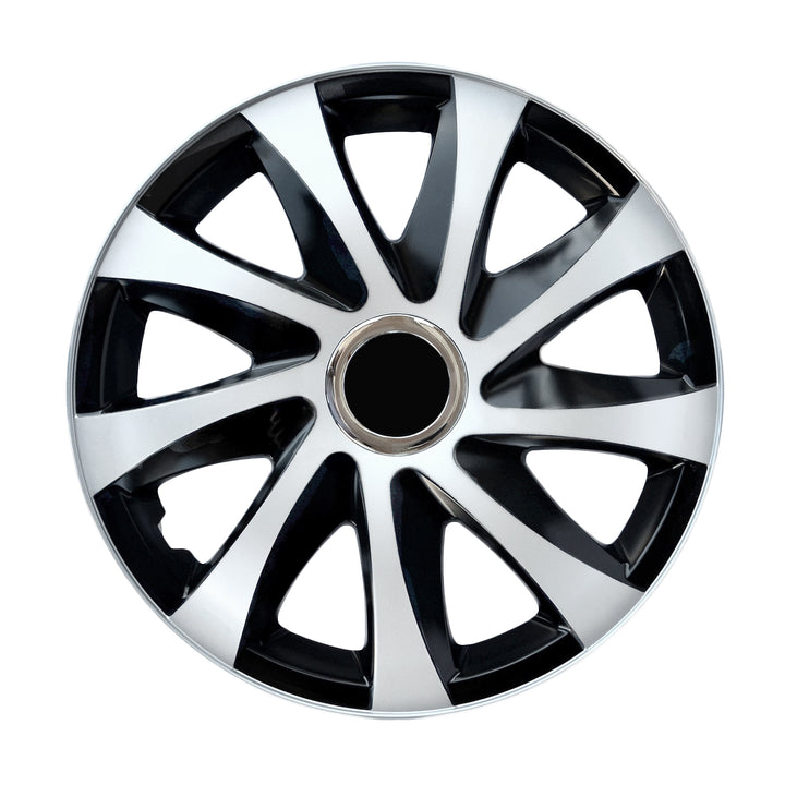 16" NRM DRIFT Extra white/black universal hubcaps 4 pieces
