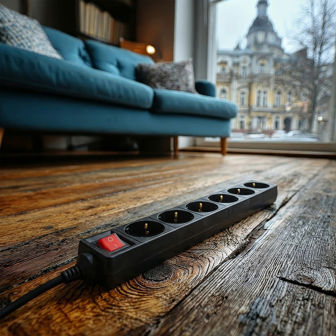 Maclean Energy MCE195G - Socket box 6-way 5m Black