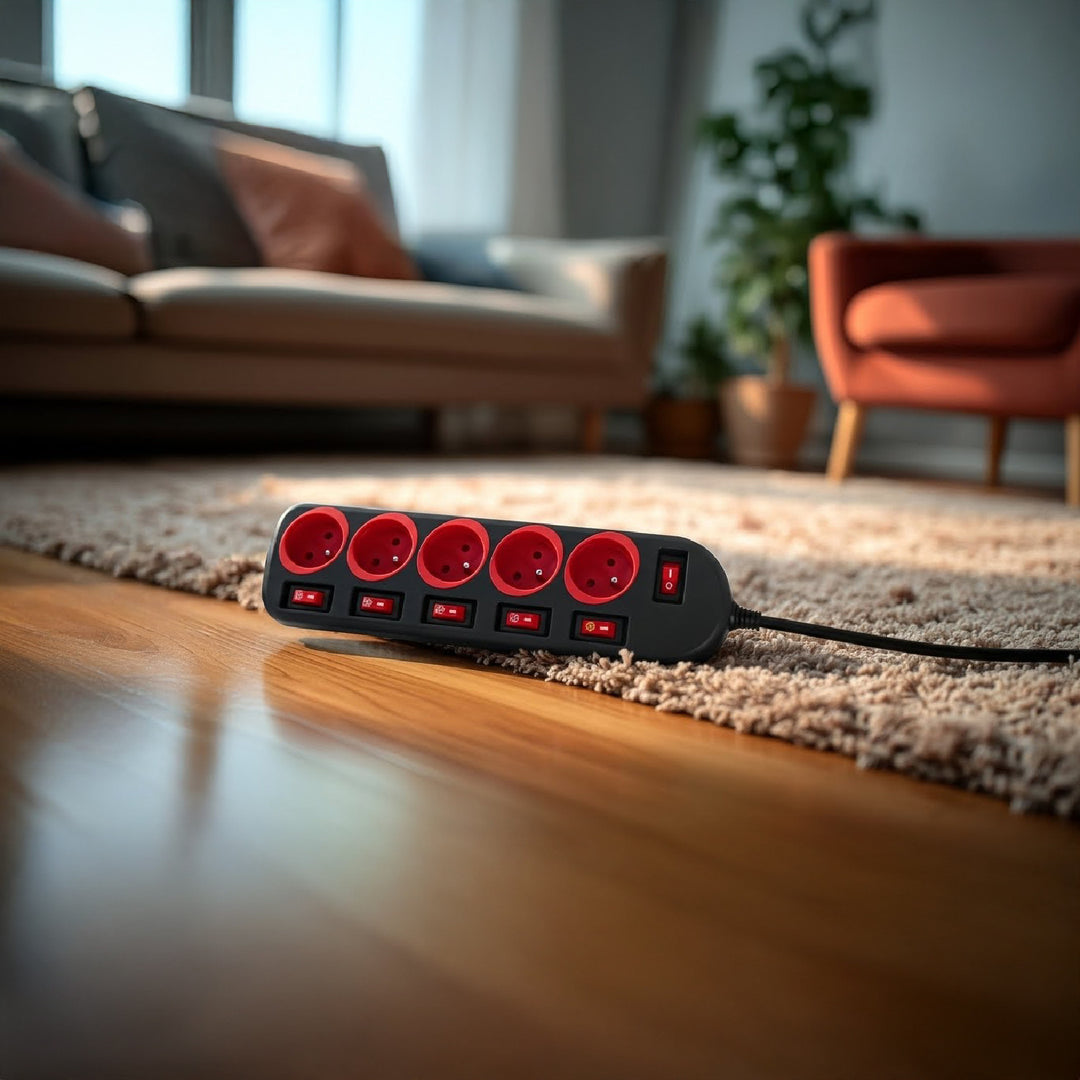 Maclean power strip, 5 socket extension cable, with switches, 250VAC/10A, 1.5m, MCE204