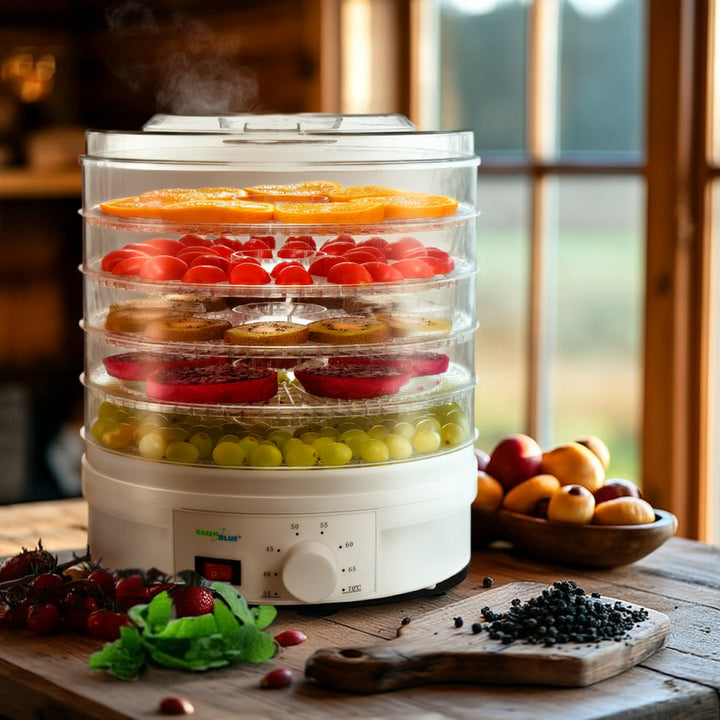 GreenBlue GB190 Déshydrateur Fruits Légumes 350W - 5 Plateaux - 35 à 70°C Contrôle de Température Réglable