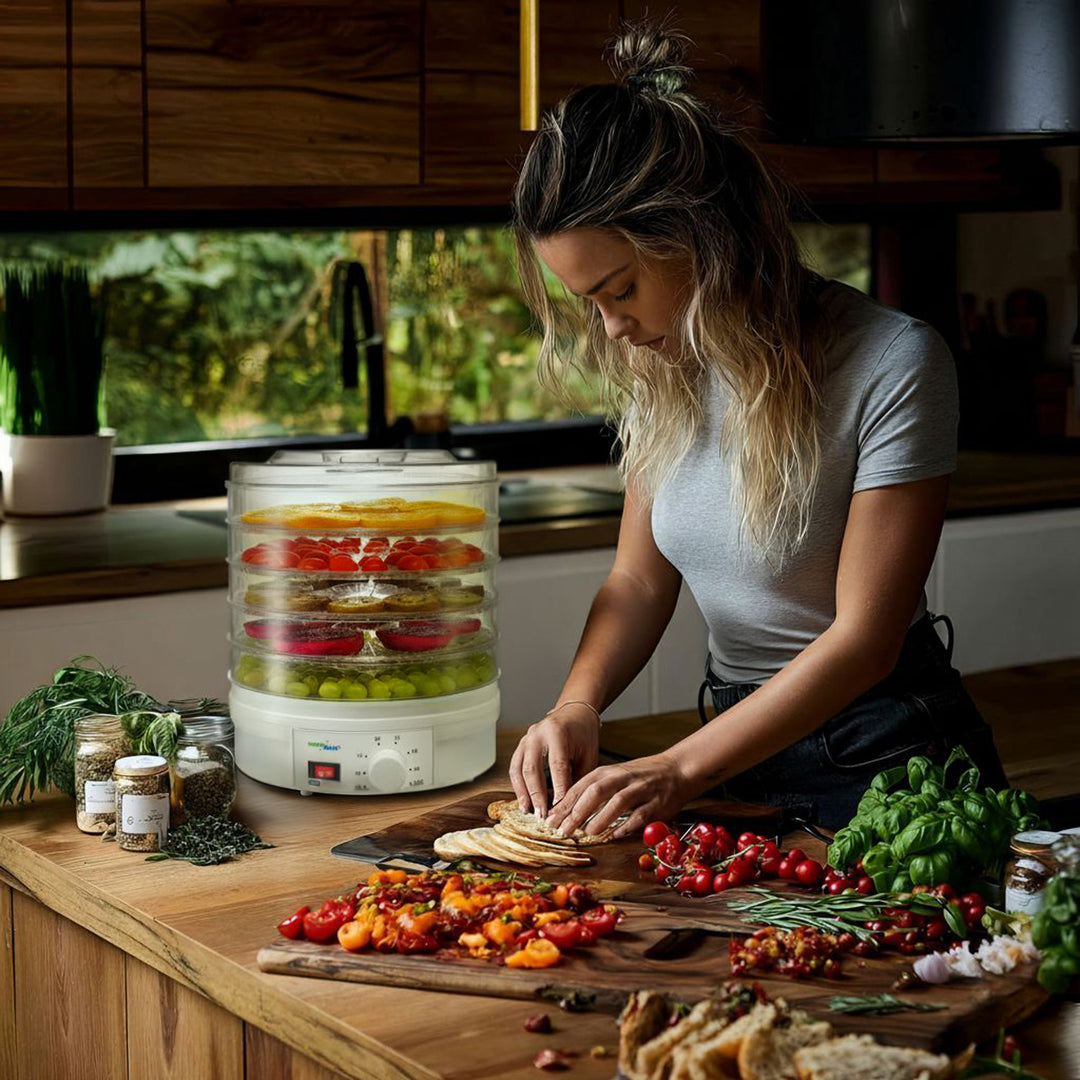 GreenBlue GB190 Déshydrateur Fruits Légumes 350W - 5 Plateaux - 35 à 70°C Contrôle de Température Réglable
