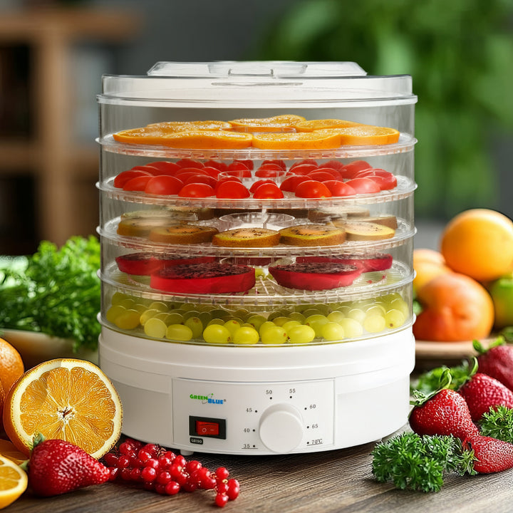 GreenBlue GB190 Déshydrateur Fruits Légumes 350W - 5 Plateaux - 35 à 70°C Contrôle de Température Réglable