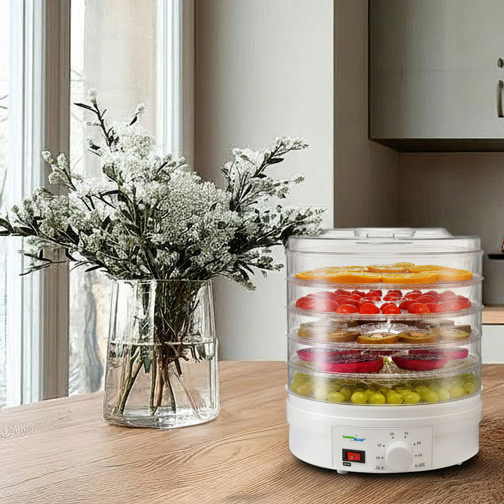 GreenBlue GB190 Déshydrateur Fruits Légumes 350W - 5 Plateaux - 35 à 70°C Contrôle de Température Réglable