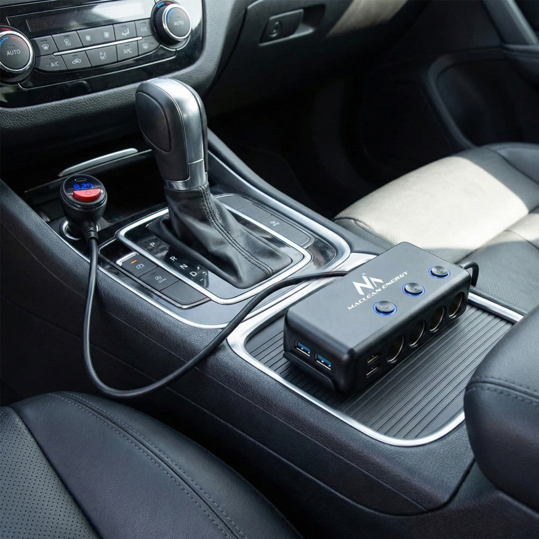 Divisor para encendedor de cigarrillos, voltímetro, 3 enchufes para encendedor de cigarrillos, 1xQuick Charge 3.0, 3xUSB 6.8A, 1x Power Delivery 18W, Maclean MCE218, Max 120W