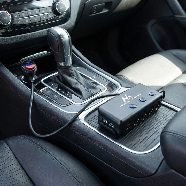 Divisor para encendedor de cigarrillos, voltímetro, 3 enchufes para encendedor de cigarrillos, 1xQuick Charge 3.0, 3xUSB 6.8A, 1x Power Delivery 18W, Maclean MCE218, Max 120W