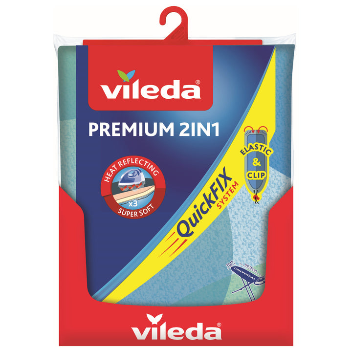 VILEDA PREMIUM 2-in-1-Bügelbrettbezug, superweich und langlebig, hitzereflektierend, Universalgröße, Schutz vor beweglichem Bezug