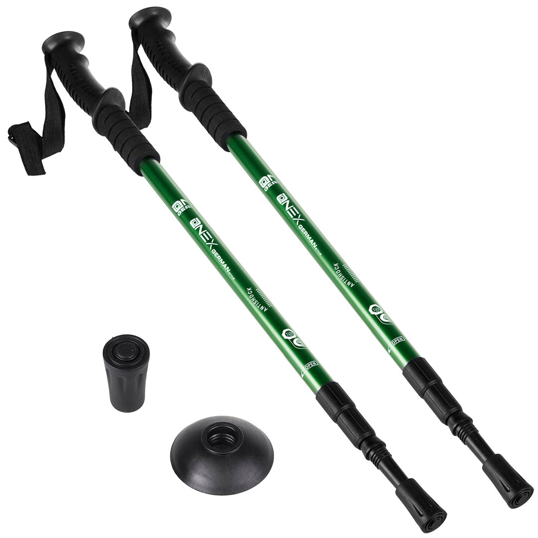 Teleskop-Nordic-Walking-Stöcke aus Aluminium, 65–135 cm, grün