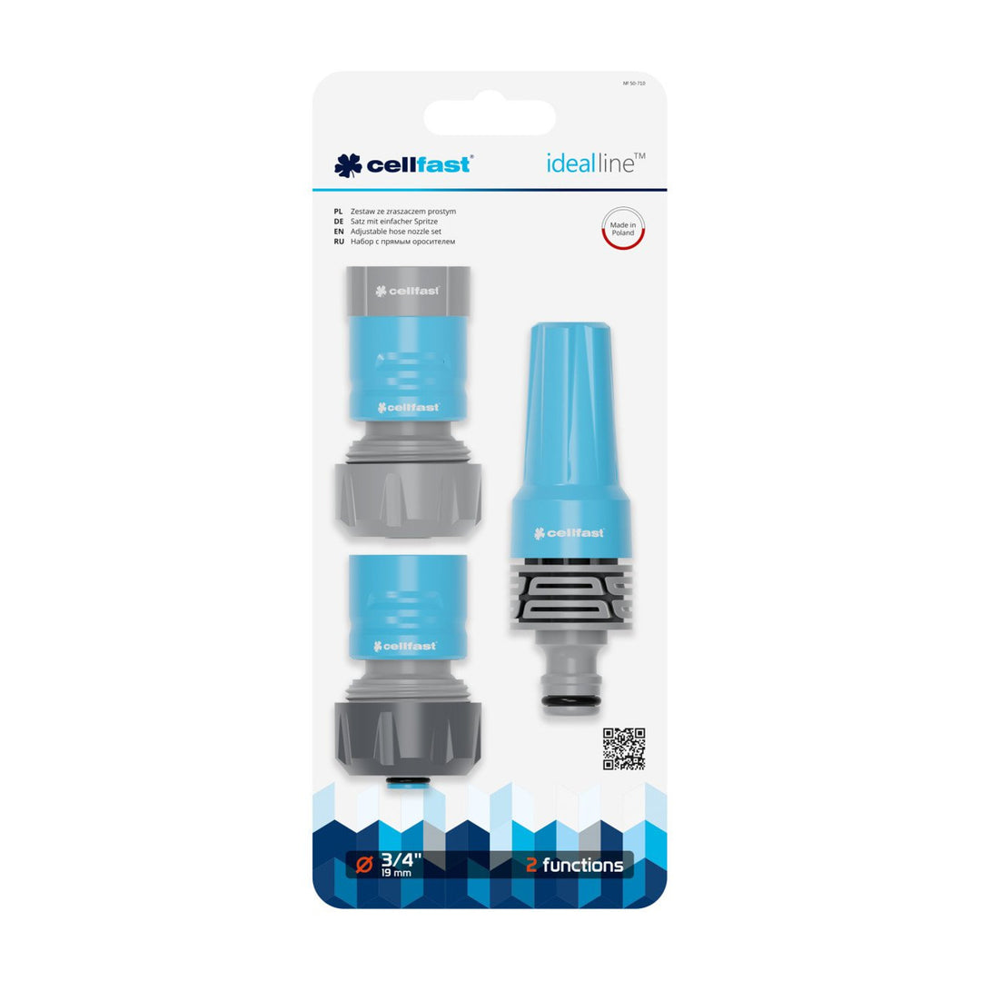 Cellfast Ideal Adjustable Water Hose Nozzle Set 3/4'' Ideal 3/4 inch Quick Couplers