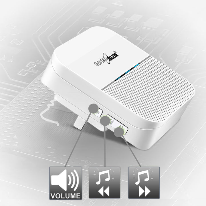 Sirena di ingresso wireless, sensore di movimento 52 GreenBlue GB212 melodie bianche, 230 V, max.8 sensori