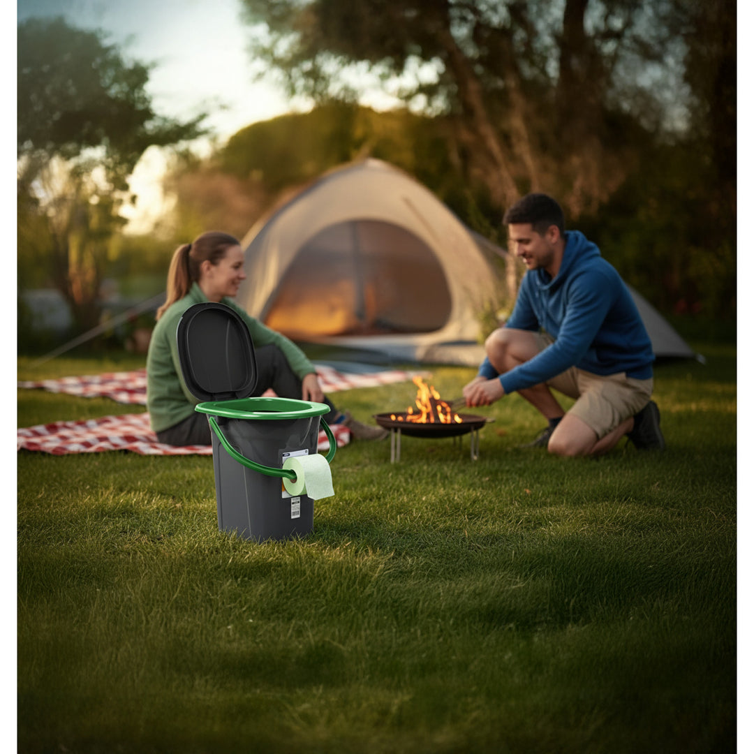 GreenBlue GB320BG Tourist Toilet Black and Green 19L Carrying Handle