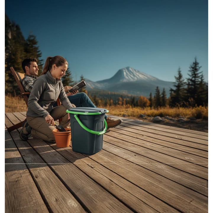 GreenBlue GB320BG Tourist Toilet Black and Green 19L Carrying Handle