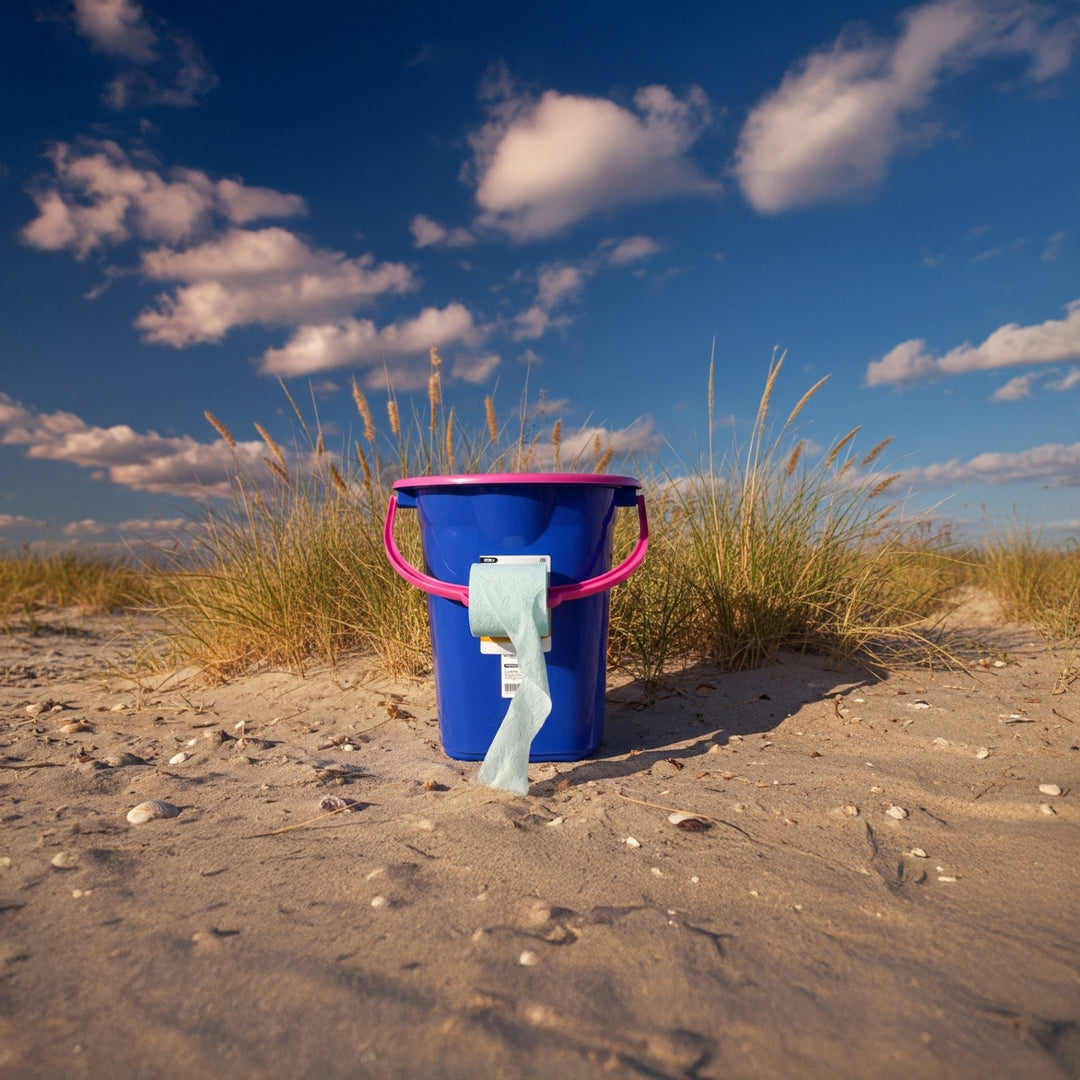 GreenBlue GB320BR 19L Portable Camping Toilet Bucket Travel Festival with Handle Detachable Seat - Navy Blue &amp; Pink