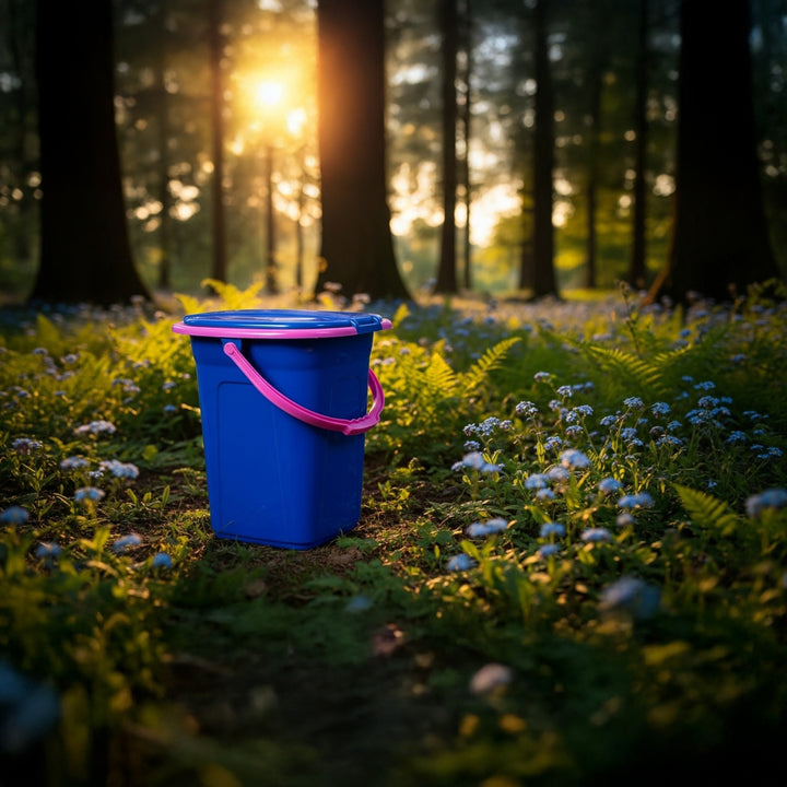 GreenBlue GB320BR 19L Portable Camping Toilet Bucket Travel Festival with Handle Detachable Seat - Navy Blue &amp; Pink